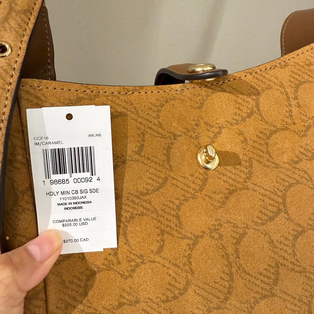 Coach Hadley Mini Crossbody Bag In Signature Suede CCE16, suede/Im/Caramel NWT - Picture 13 of 15